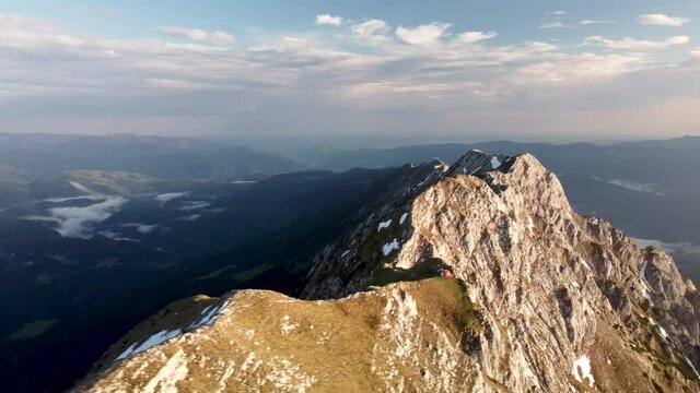 Aerial view of Piatra Craiului mountains national park, Romania