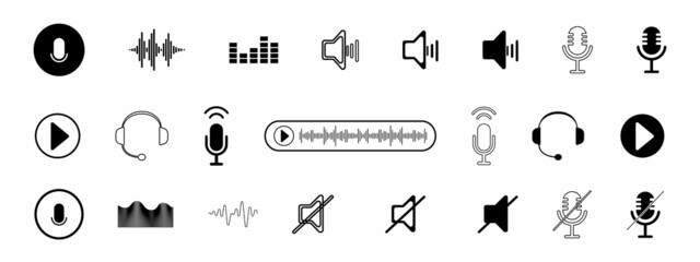 Music and sound icon set. Music sign. Vector illustration.