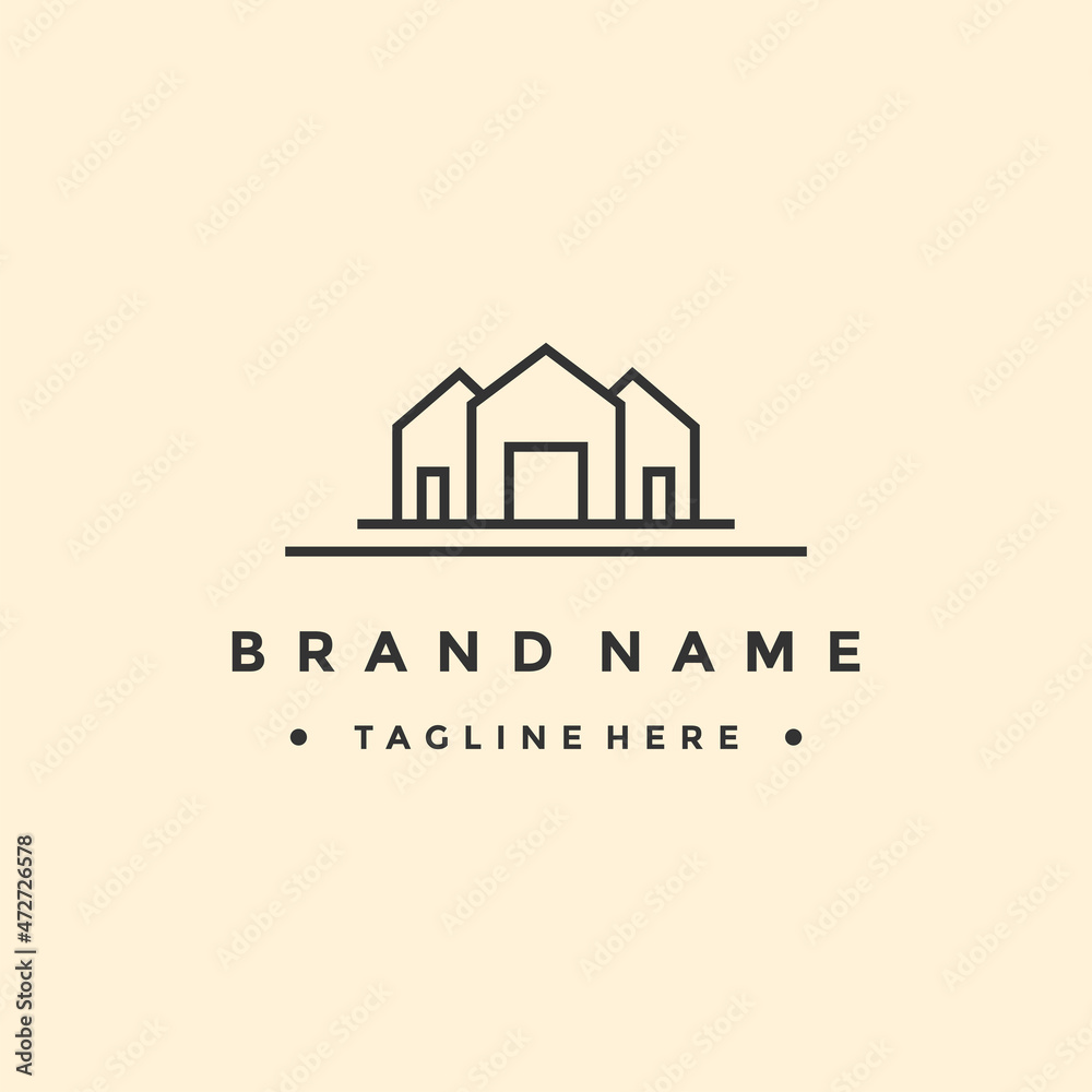 Wall mural House Logo. House Symbol Geometric Linear Style