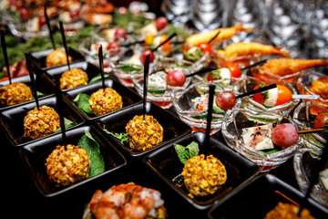 Delicious canapes platter food.