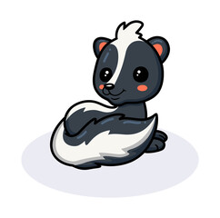 Cute little skunk cartoon lying down