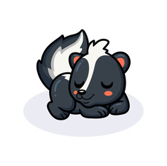 Cute little skunk cartoon lying down