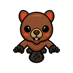 Cute little beaver cartoon jumping