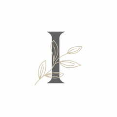 Initial Letter I Floral and Botanical Logo. Nature Leaf Feminine for Beauty Salon, Massage, Cosmetics or Spa Icon Symbol