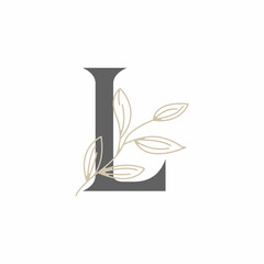 Initial Letter L Floral and Botanical Logo. Nature Leaf Feminine for Beauty Salon, Massage, Cosmetics or Spa Icon Symbol