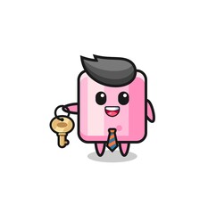 cute marshmallow as a real estate agent mascot.