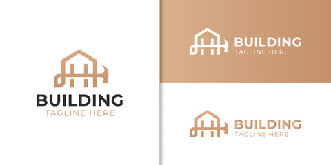 modern repair house logo for building fix home logo, symbol, icon with hammer concept design