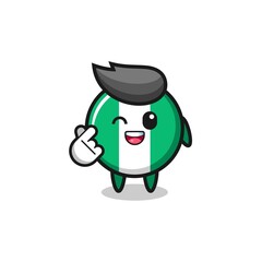 nigeria flag character doing Korean finger heart.