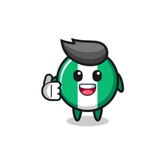 nigeria flag mascot doing thumbs up gesture.