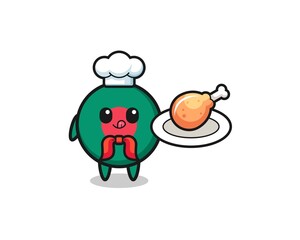 bangladesh flag fried chicken chef cartoon character.