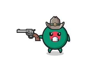 the bangladesh flag cowboy shooting with a gun.