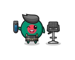 bangladesh flag barbershop is holding a trimer.