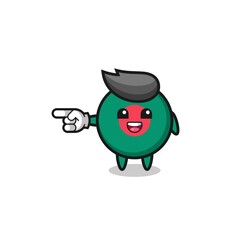 Obraz premium bangladesh flag cartoon with pointing left gesture.