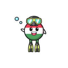 the hungary flag diver cartoon character.
