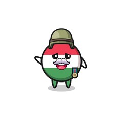 cute hungary flag as veteran cartoon.