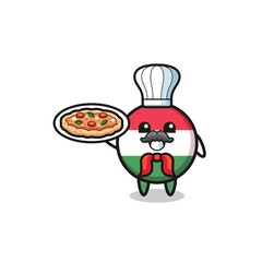 hungary flag character as Italian chef mascot.