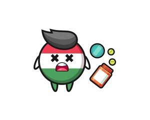 illustration of overdose hungary flag character.