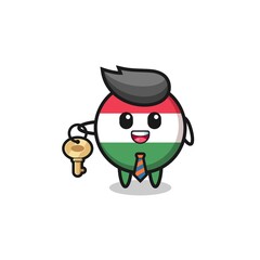cute hungary flag as a real estate agent mascot.