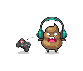 poop gamer mascot is angry