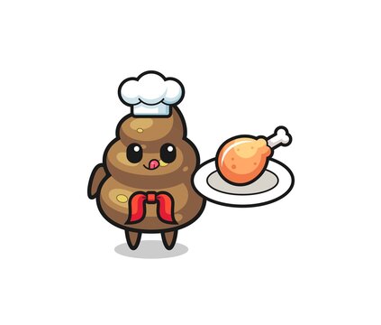 poop fried chicken chef cartoon character