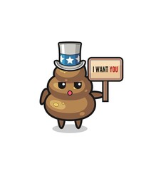 Fototapeta premium poop cartoon as uncle Sam holding the banner I want you