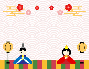 ひな祭りのフレーム背景イラスト