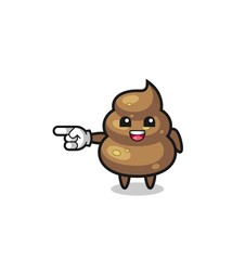 poop cartoon with pointing left gesture
