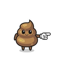 poop mascot with pointing right gesture