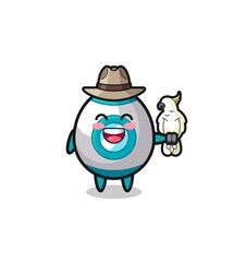 rocket zookeeper mascot with a parrot