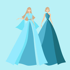 Blue Dress for Twins Princess