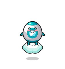 cute rocket illustration riding a floating cloud