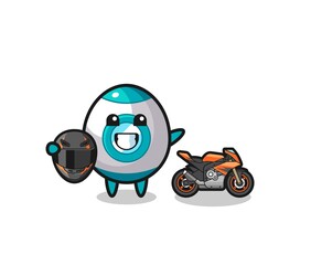 Fototapeta premium cute rocket cartoon as a motorcycle racer