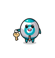 cute rocket as a real estate agent mascot