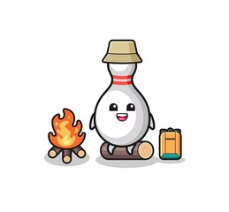 camping illustration of the bowling pin cartoon