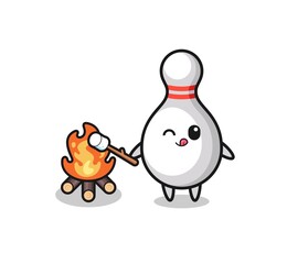 Obraz na płótnie Canvas bowling pin character is burning
