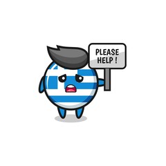 Naklejka premium cute greece hold the please help banner