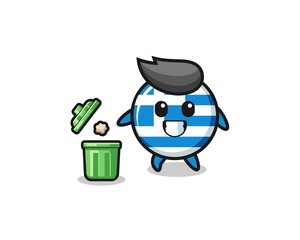 illustration of the greece throwing garbage in the trash can