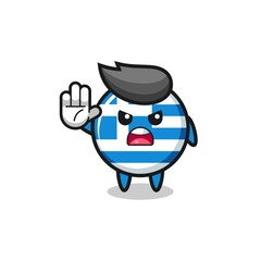 greece character doing stop gesture