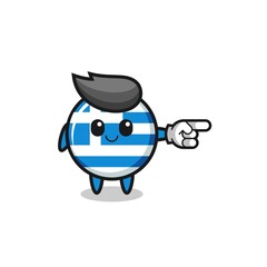 greece mascot with pointing right gesture