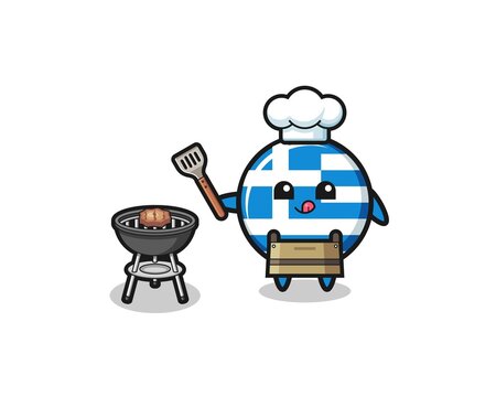 Greece Barbeque Chef With A Grill