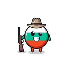 bulgaria flag hunter mascot holding a gun
