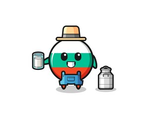 bulgaria flag cartoon as the dairy farmer