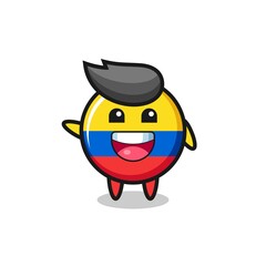 happy colombia flag cute mascot character