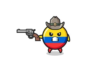 the colombia flag cowboy shooting with a gun
