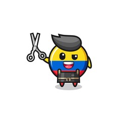 Fototapeta premium colombia flag character as barbershop mascot