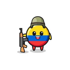 Fototapeta premium cute colombia flag mascot as a soldier