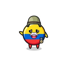 cute colombia flag as veteran cartoon