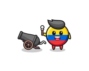 Fototapeta premium cute colombia flag shoot using cannon
