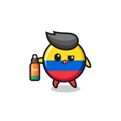 cute colombia flag holding mosquito repellent