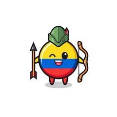 colombia flag cartoon as medieval archer mascot